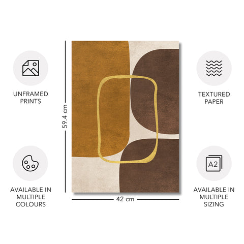 Minimalist Geometric Mid-Century Artwork – Home Decor for Living Room/Bedroom/Hallway/Office – Brown - Set of 2