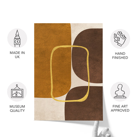 Minimalist Geometric Mid-Century Artwork – Home Decor for Living Room/Bedroom/Hallway/Office – Brown - Set of 2
