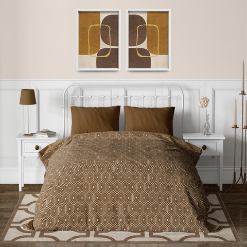 Minimalist Geometric Mid-Century Artwork – Home Decor for Living Room/Bedroom/Hallway/Office – Brown - Set of 2