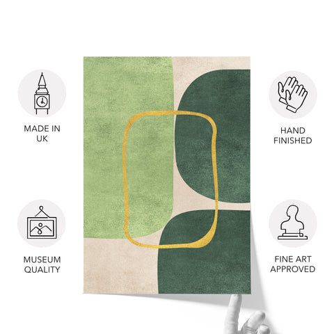 Minimalist Geometric Mid-Century Artwork – Home Decor for Living Room/Bedroom/Hallway/Office – Green - Set of 2