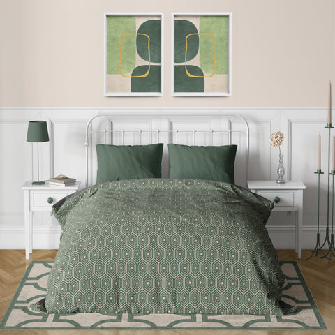 Minimalist Geometric Mid-Century Artwork – Home Decor for Living Room/Bedroom/Hallway/Office – Green - Set of 2