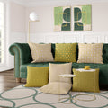 Minimalist Geometric Mid-Century Artwork – Home Decor for Living Room/Bedroom/Hallway/Office – Green - Set of 2