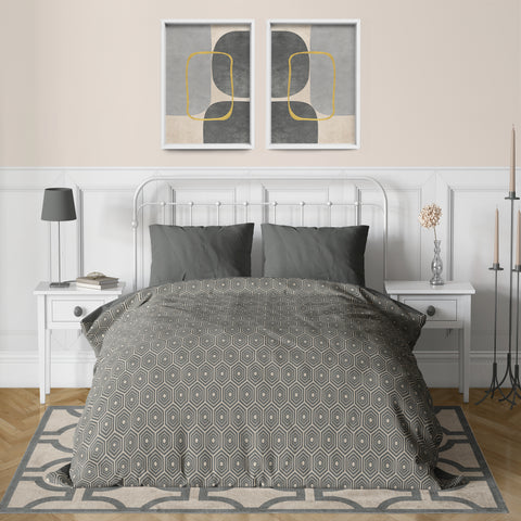 Minimalist Geometric Mid-Century Artwork – Home Decor for Living Room/Bedroom/Hallway/Office – Grey - Set of 2