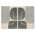 Minimalist Geometric Mid-Century Artwork – Home Decor for Living Room/Bedroom/Hallway/Office – Grey - Set of 2