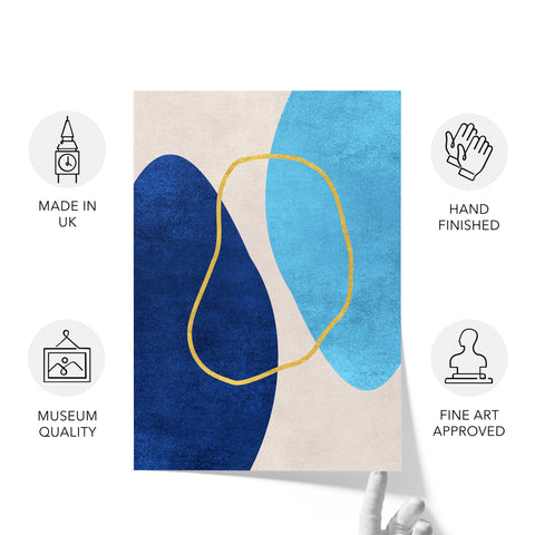 Textured Abstract Modern Minimalist Artwork – Home Decor for Living Room/Bedroom/Hallway/Office – Blue - A3 - Set of 3