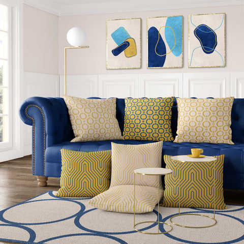 Textured Abstract Modern Minimalist Artwork – Home Decor for Living Room/Bedroom/Hallway/Office – Blue - A3 - Set of 3