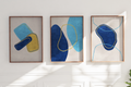 Textured Abstract Modern Minimalist Artwork – Home Decor for Living Room/Bedroom/Hallway/Office – Blue - A3 - Set of 3