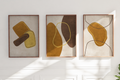 Textured Abstract Modern Minimalist Artwork – Home Decor for Living Room/Bedroom/Hallway/Office – Brown - A3 - Set of 3