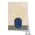 Textured Floral Vase Artwork – Home Decor for Living Room/Bedroom/Hallway/Office – Blue – A4 - Set of 1