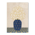Textured Floral Vase Artwork – Home Decor for Living Room/Bedroom/Hallway/Office – Blue – A4 - Set of 1