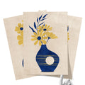 Textured Floral Vase Artwork – Home Decor for Living Room/Bedroom/Hallway/Office – Blue – A4 - Set of 3