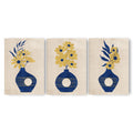 Textured Floral Vase Artwork – Home Decor for Living Room/Bedroom/Hallway/Office – Blue – A4 - Set of 3