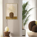 Textured Floral Vase Artwork – Home Decor for Living Room/Bedroom/Hallway/Office – Brown – A4 - Set of 1