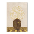 Textured Floral Vase Artwork – Home Decor for Living Room/Bedroom/Hallway/Office – Brown – A4 - Set of 1