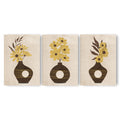 Textured Floral Vase Artwork – Home Decor for Living Room/Bedroom/Hallway/Office – Brown – A4 - Set of 3