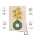 Textured Floral Vase Artwork – Home Decor for Living Room/Bedroom/Hallway/Office – Green – A3 - Set of 3