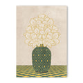Textured Floral Vase Artwork – Home Decor for Living Room/Bedroom/Hallway/Office – Green – A4 - Set of 1
