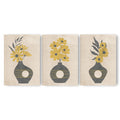 Textured Floral Vase Artwork – Home Decor for Living Room/Bedroom/Hallway/Office – Grey – A4 - Set of 3