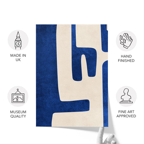 Textured Mid Century Modern Abstract Artwork – Home Decor for Living Room/Bedroom/Hallway/Office –Blue – A3 - Set of 2
