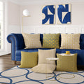 Textured Mid Century Modern Abstract Artwork – Home Decor for Living Room/Bedroom/Hallway/Office – Blue – A3- Set of 2