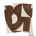 Textured Mid Century Modern Abstract Artwork – Home Decor for Living Room/Bedroom/Hallway/Office – Brown – A3 - Set of 2