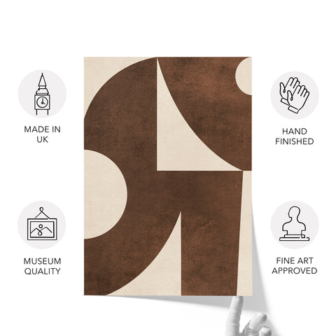 Textured Mid Century Modern Abstract Artwork – Home Decor for Living Room/Bedroom/Hallway/Office – Brown – A3 - Set of 2