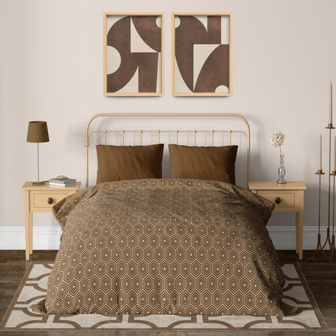 Textured Mid Century Modern Abstract Artwork – Home Decor for Living Room/Bedroom/Hallway/Office – Brown – A3 - Set of 2