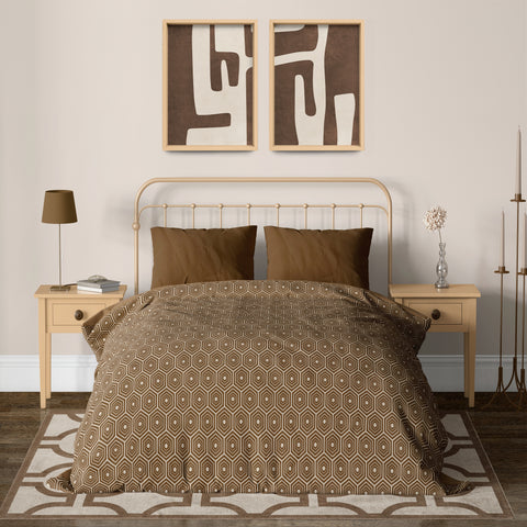 Textured Mid Century Modern Abstract Artwork – Home Decor for Living Room/Bedroom/Hallway/Office – Brown – A3 - Set of 2