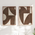 Textured Mid Century Modern Abstract Artwork – Home Decor for Living Room/Bedroom/Hallway/Office – Brown – A3 - Set of 2