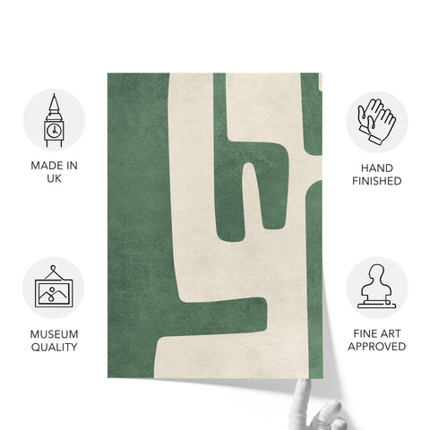 Textured Mid Century Modern Abstract Artwork – Home Decor for Living Room/Bedroom/Hallway/Office – Green – A3 - Set of 2