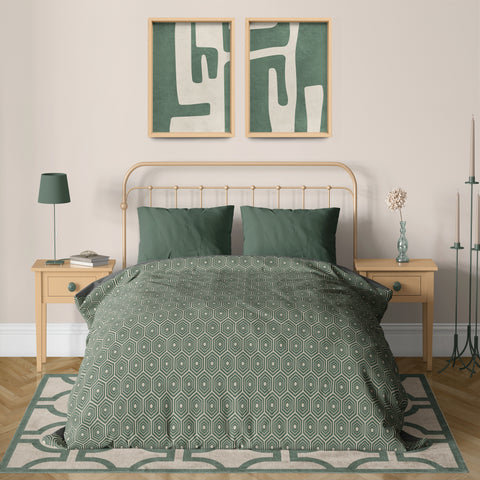 Textured Mid Century Modern Abstract Artwork – Home Decor for Living Room/Bedroom/Hallway/Office – Green – A3 - Set of 2