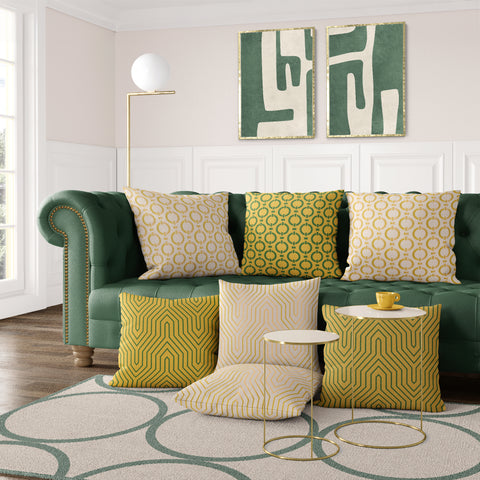 Textured Mid Century Modern Abstract Artwork – Home Decor for Living Room/Bedroom/Hallway/Office – Green – A3 - Set of 2