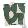 Textured Mid Century Modern Abstract Artwork – Home Decor for Living Room/Bedroom/Hallway/Office – Green – A4 - Set of 2