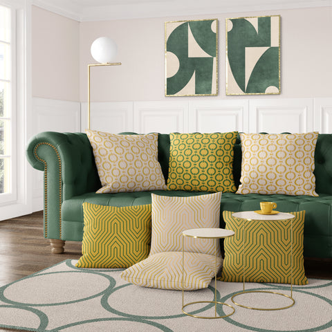 Textured Mid Century Modern Abstract Artwork – Home Decor for Living Room/Bedroom/Hallway/Office – Green – A4 - Set of 2