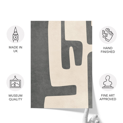 Textured Mid Century Modern Abstract Artwork – Home Decor for Living Room/Bedroom/Hallway/Office – Grey – A3 - Set of 2