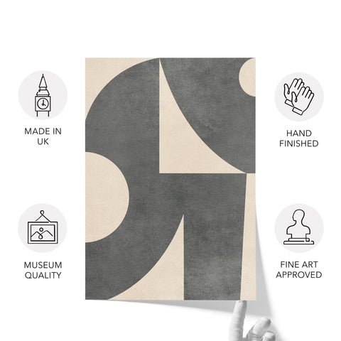 Textured Mid Century Modern Abstract Artwork – Home Decor for Living Room/Bedroom/Hallway/Office – Grey – A3 - Set of 2