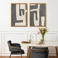 Textured Mid Century Modern Abstract Artwork – Home Decor for Living Room/Bedroom/Hallway/Office – Grey – A3 - Set of 2