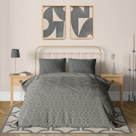 Textured Mid Century Modern Abstract Artwork – Home Decor for Living Room/Bedroom/Hallway/Office – Grey – A3 - Set of 2