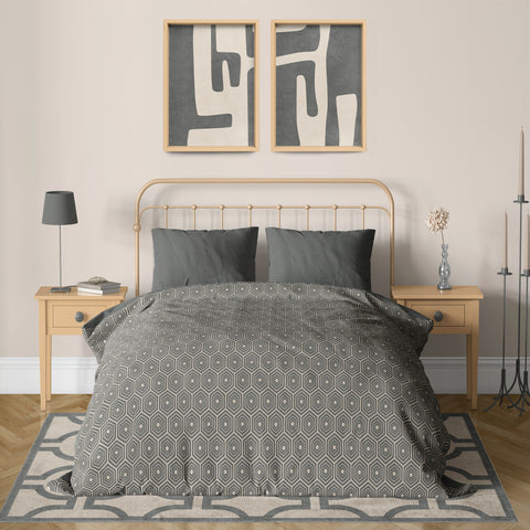 Textured Mid Century Modern Abstract Artwork – Home Decor for Living Room/Bedroom/Hallway/Office – Grey – A3 - Set of 2