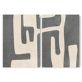 Textured Mid Century Modern Abstract Artwork – Home Decor for Living Room/Bedroom/Hallway/Office – Grey – A3 - Set of 2