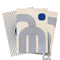 Textured Minimalist Modern Boho Line Art - Home Decor for Living Room Stairs Bedroom Office- Blue - A4 - Set of 3