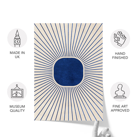 Textured Minimalist Modern Boho Line Art - Home Decor for Living Room Stairs Bedroom Office- Blue - A4 - Set of 3
