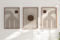 Textured Minimalist Modern Boho Line Art - Home Decor for Living Room Stairs Bedroom Office- Brown - A4 - Set of 3