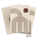 Textured Minimalist Modern Boho Line Art - Home Decor for Living Room Stairs Bedroom Office- Brown - A4 - Set of 3