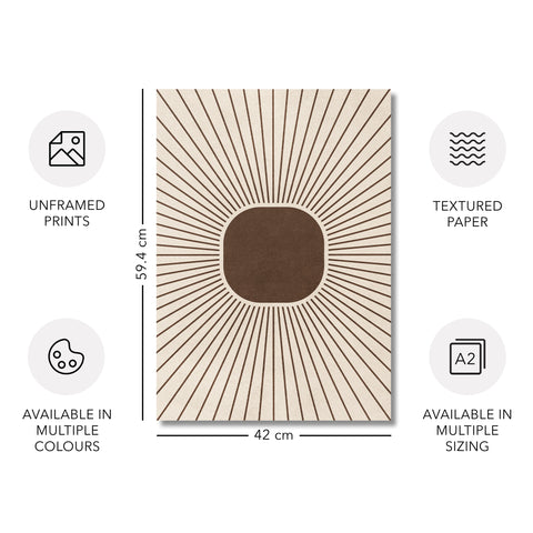 Textured Minimalist Modern Boho Line Art - Home Decor for Living Room Stairs Bedroom Office- Brown - A4 - Set of 3