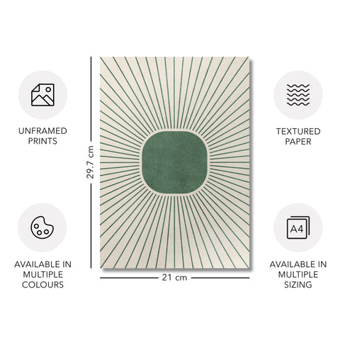 Textured Minimalist Modern Boho Line Art - Home Decor for Living Room Stairs Bedroom Office -Green - A4 - Set of 3