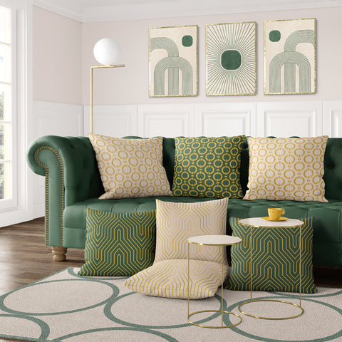 Textured Minimalist Modern Boho Line Art - Home Decor for Living Room Stairs Bedroom Office -Green - A4 - Set of 3