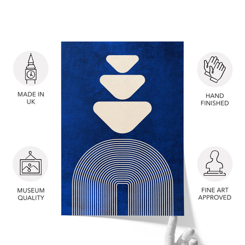 Textured Minimalist Modern Boho Line Art – Home Decor for Living Room/Bedroom/Hallway/Office – Blue - A4 - Set of 3