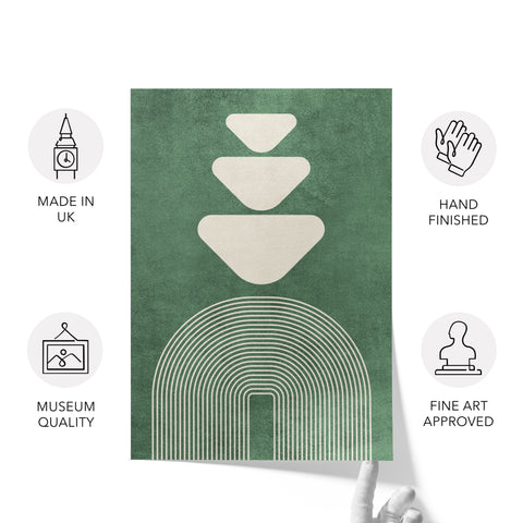 Textured Minimalist Modern Boho Line Art – Home Decor for Living Room/Bedroom/Hallway/Office – Green - A4 - Set of 3
