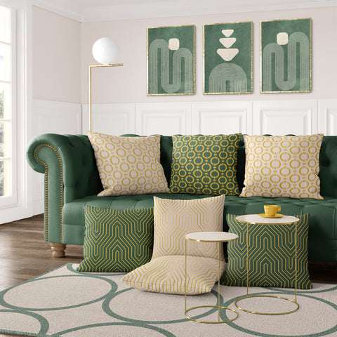 Textured Minimalist Modern Boho Line Art – Home Decor for Living Room/Bedroom/Hallway/Office – Green - A4 - Set of 3